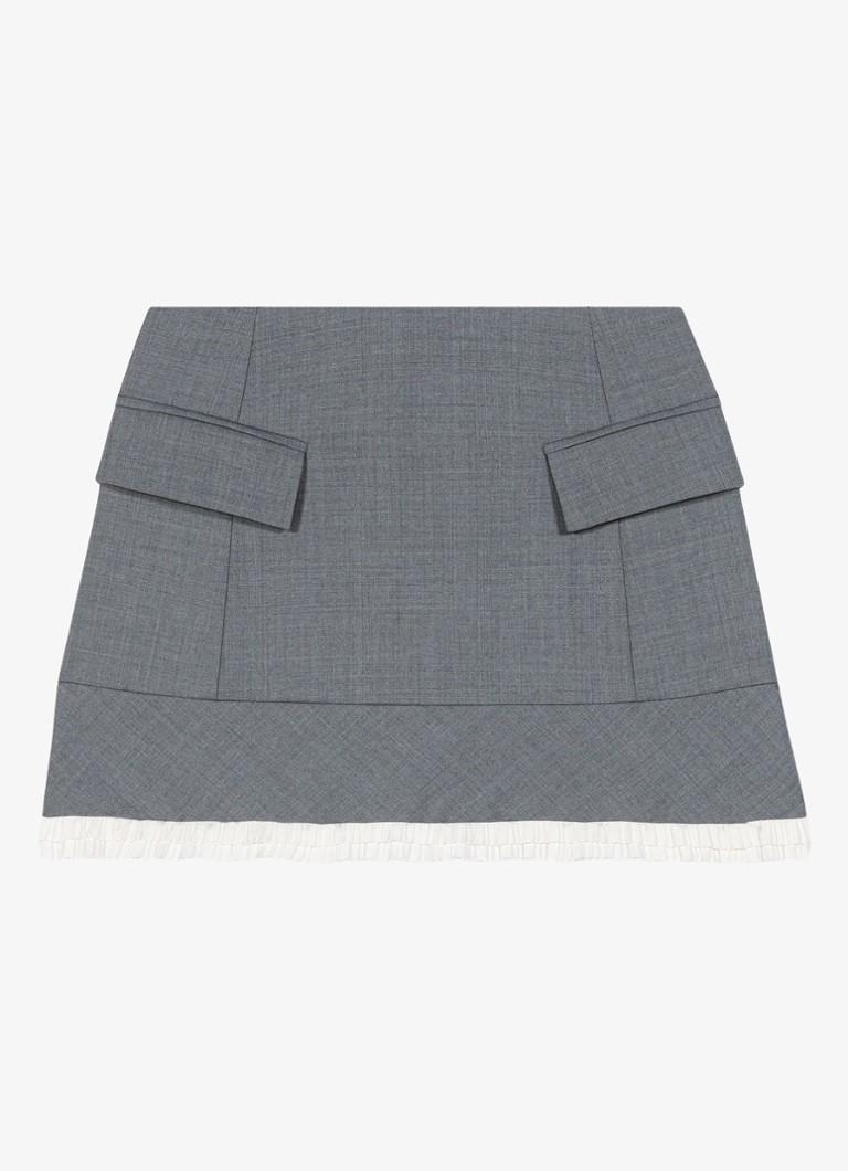 Maje Dames Mini rok in wolblend met klepzakken in de kleur Grijs