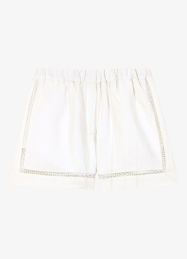 Maje Dames Ileena high waist straight fit korte broek in linnenblend in de kleur Wit