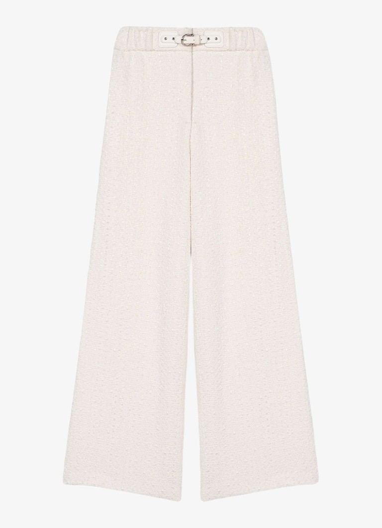 Maje Dames High waist wide fit pantalon met tweed-look in de kleur Beige