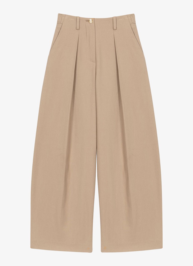 Maje Dames Mid waist wide fit pantalon met steekzakken in de kleur Beige