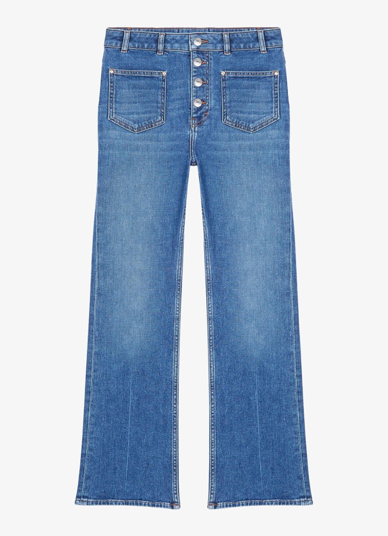 Maje Dames Passiony flared jeans met opgestikte zakken in de kleur Indigo