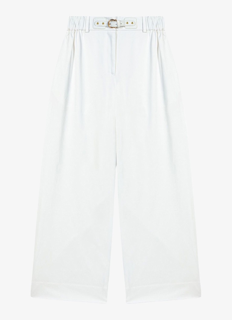 Maje Dames Piumallan wide fit palazzo broek in de kleur Wit