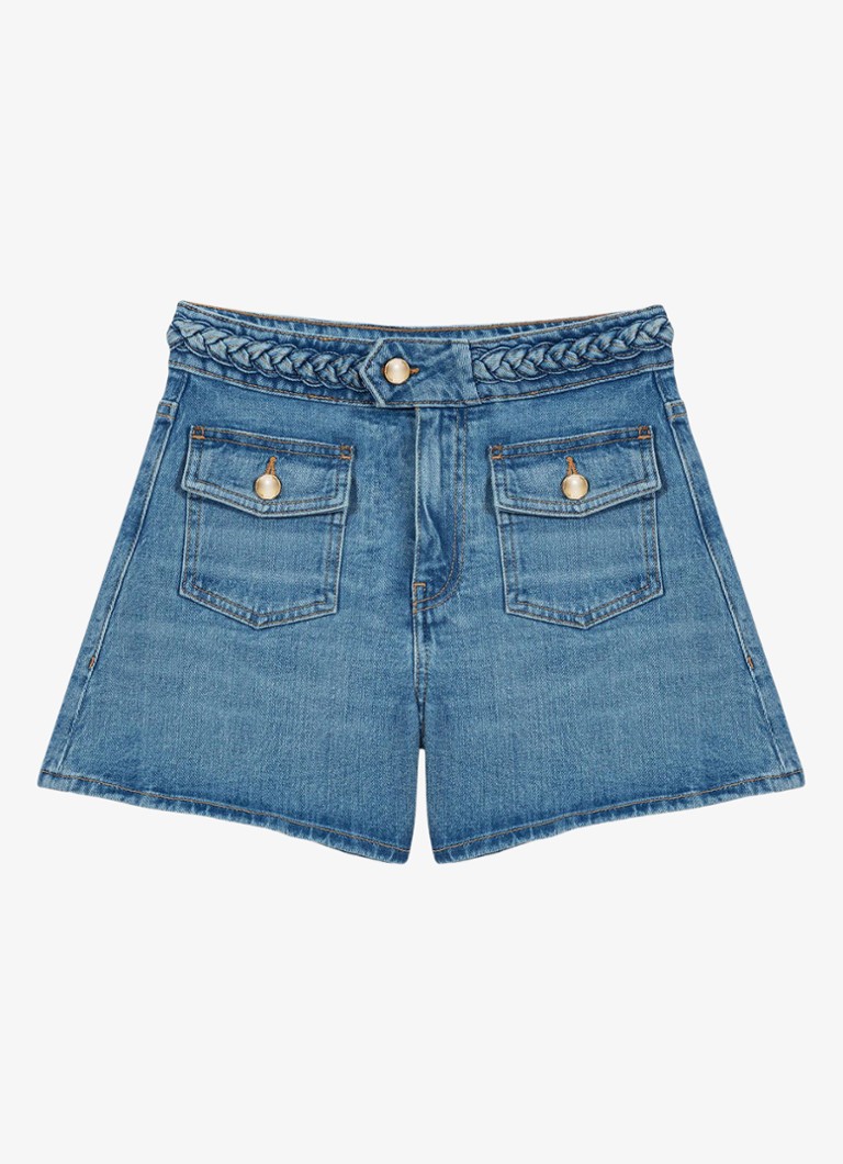 Maje Dames Ivick korte broek van denim in de kleur Donkerblauw