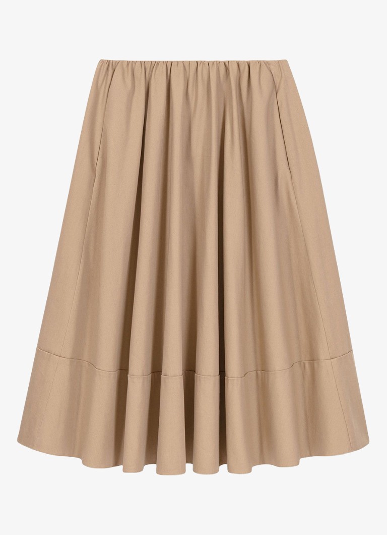 Maje Dames Midi rok met plooien en steekzakken in de kleur Beige