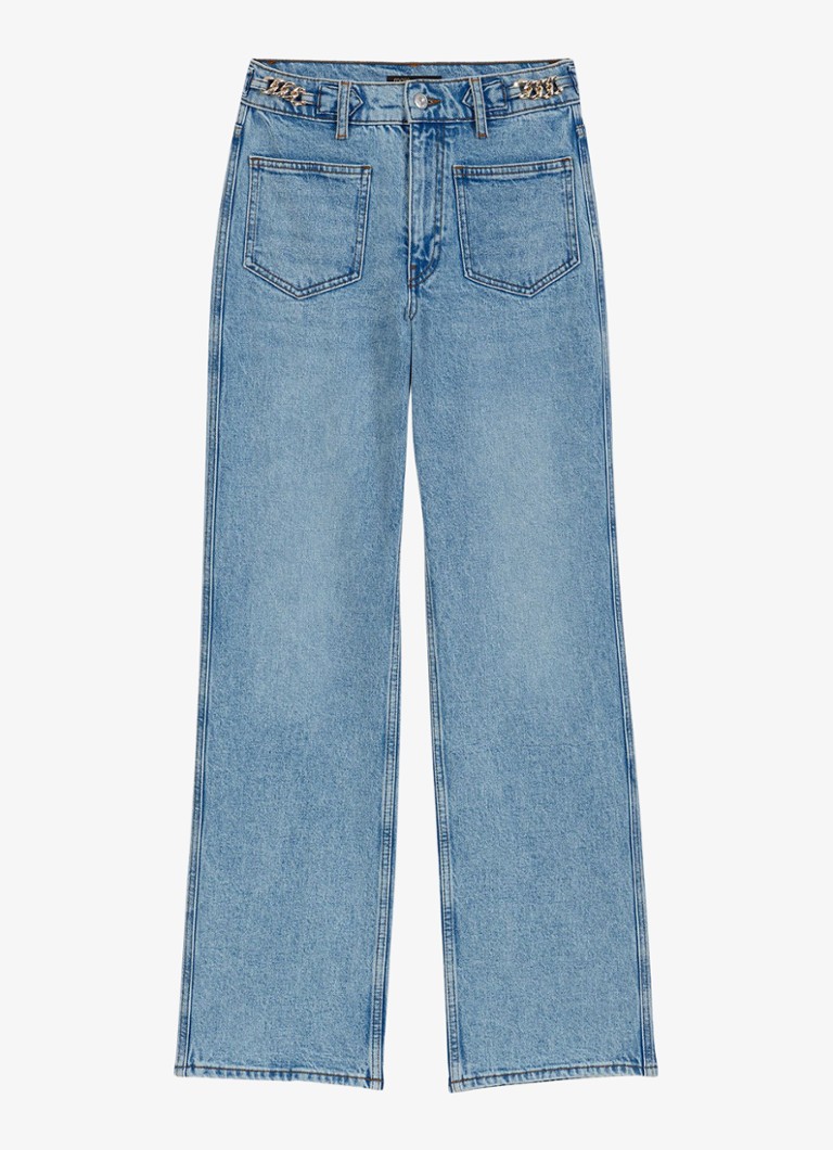 Maje Dames Pantro high waist straight leg jeans met lichte wassing in de kleur Donkerblauw