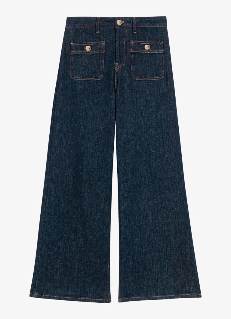 Maje Dames High waist flared jeans met opgestikte zakken in de kleur Donkerblauw