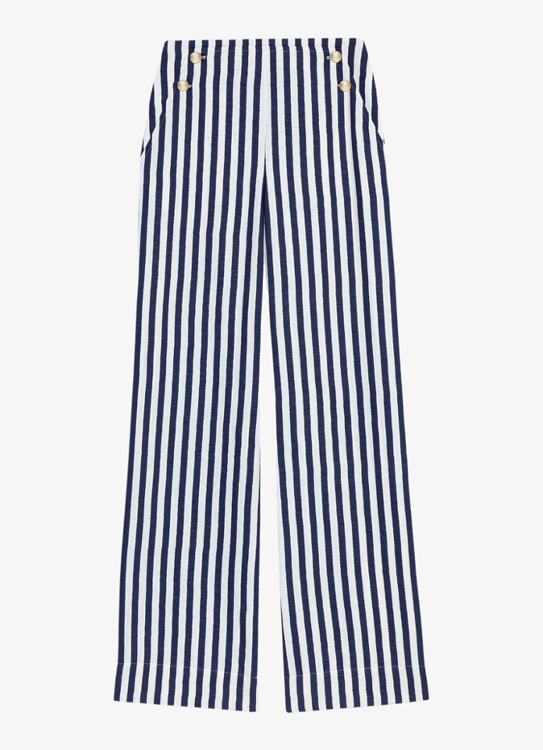 Maje Dames High waist loose fit pantalon met streepprint in de kleur Donkerblauw
