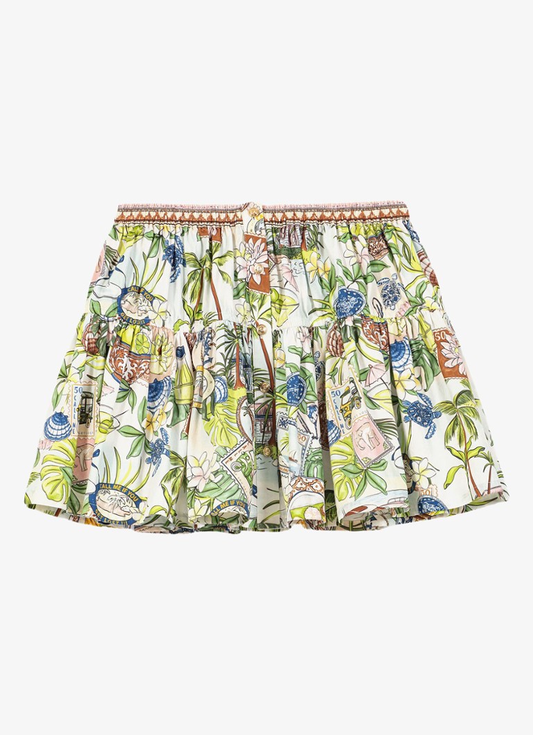Maje Dames Mini rok met plooien en print in de kleur Groen
