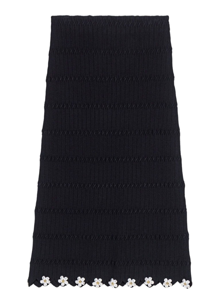 Maje Dames Midi rok met sierknopen in de kleur Zwart