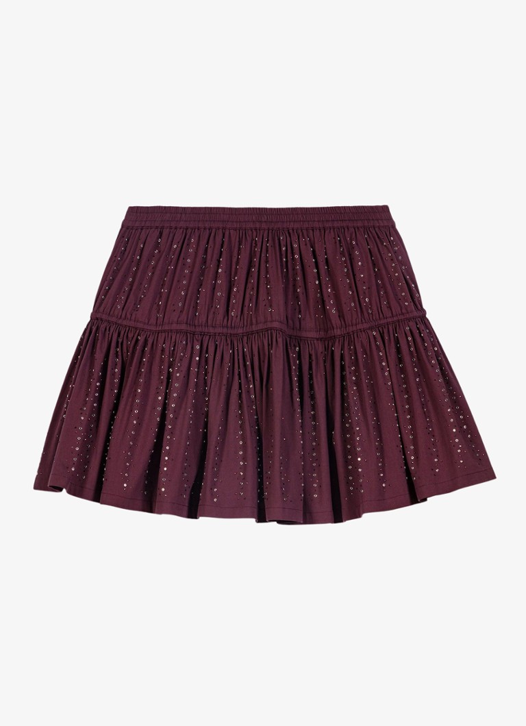 Maje Dames Mini rok met lurex in de kleur Bordeauxrood