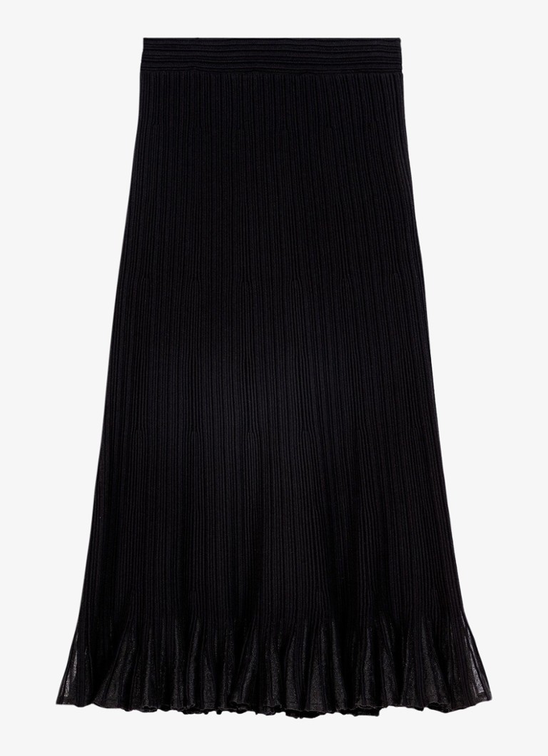 Maje Dames Midi rok met volant in de kleur Zwart