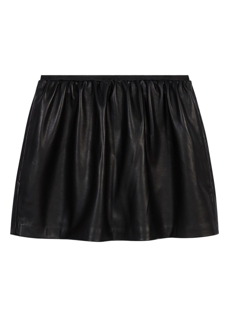 Maje Dames Minirok van lamsleer in de kleur Zwart