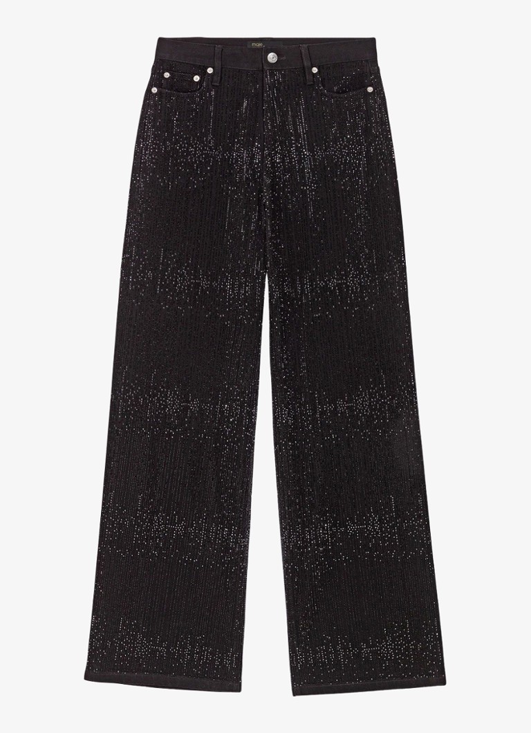 Maje Dames High waist wide leg jeans met strass in de kleur Jeans