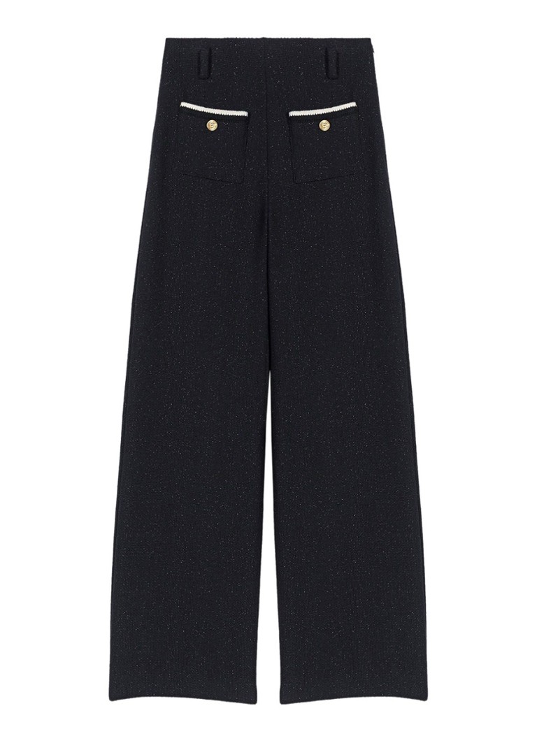 Maje Dames High waist loose fit pantalon met tweed-look in de kleur Zwart