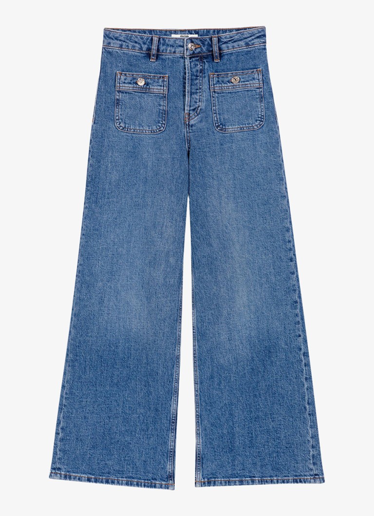 Maje Dames Wide leg jeans met opgestikte zakken in de kleur Donkerblauw