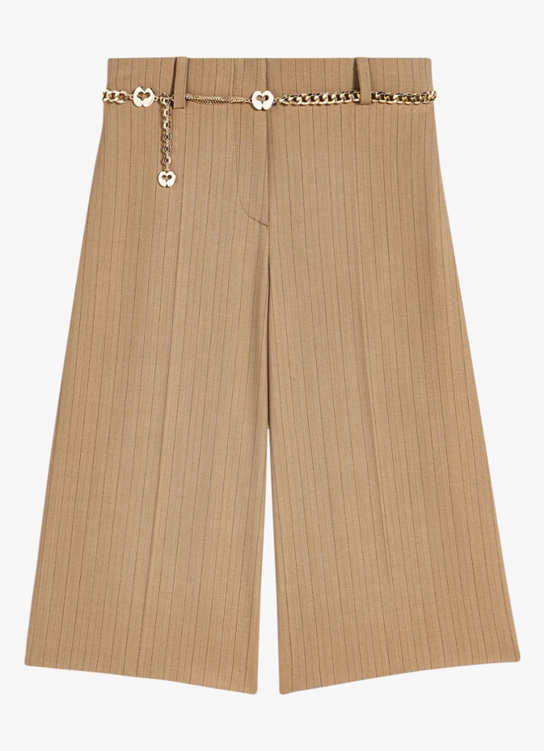 Maje Dames Mid waist wide fit korte broek met streepprint in de kleur Beige / Beige