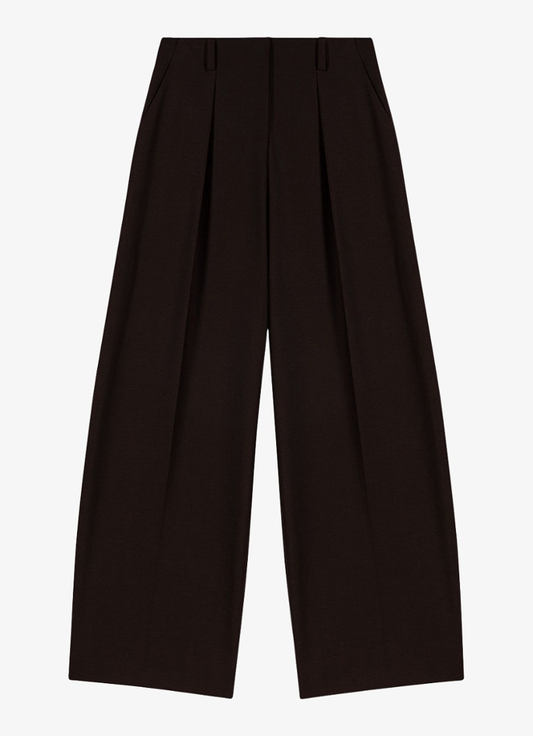 Maje Dames High waist balloon fit pantalon in wolblend met steekzakken in de kleur Bruin