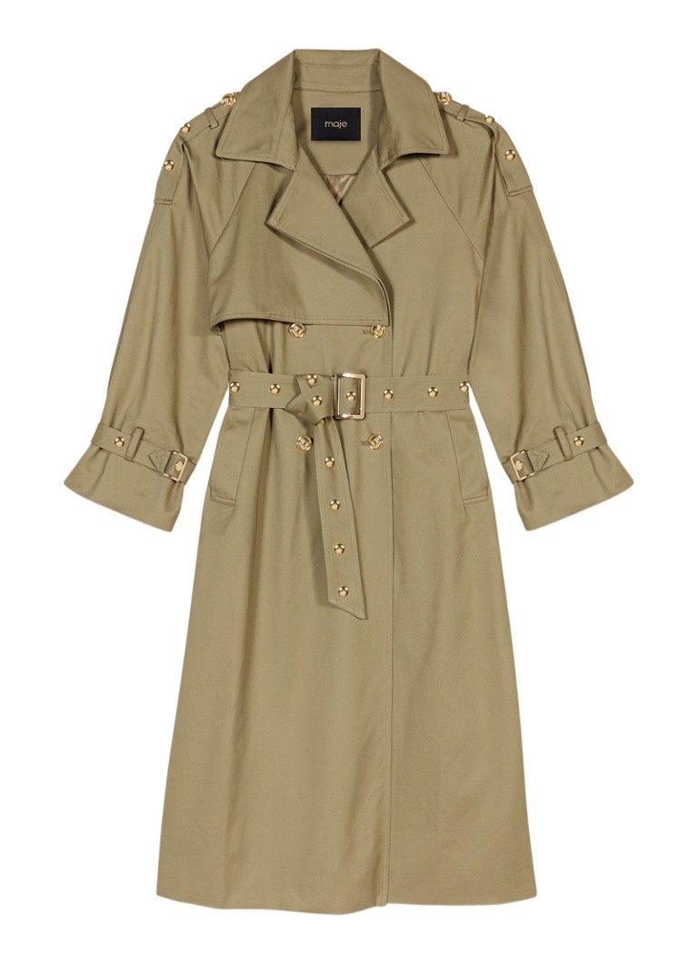 Maje Dames Double-breasted trenchcoat met ceintuur in de kleur Khaki