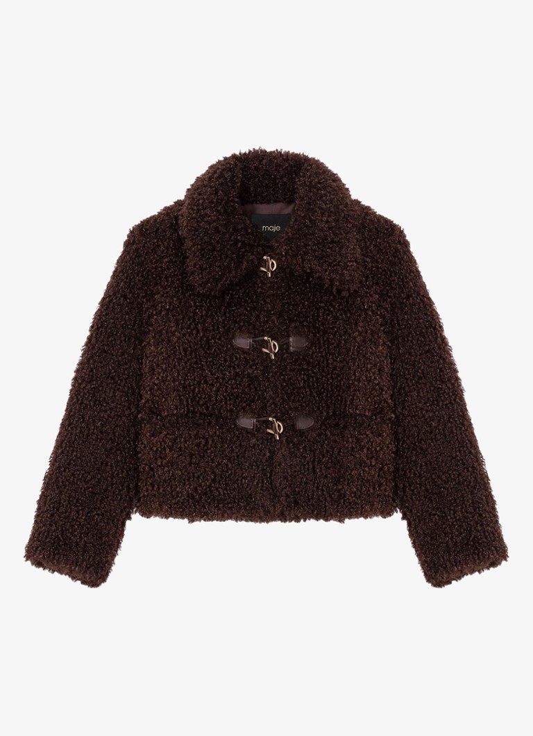 Maje Dames Jack van teddy met steekzakken in de kleur Donkerbruin