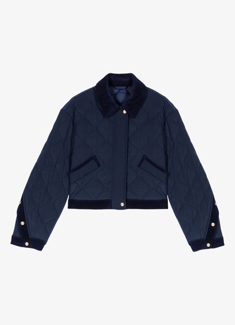 Maje Dames Balila gewatteerd jack met quilt patroon in de kleur Donkerblauw