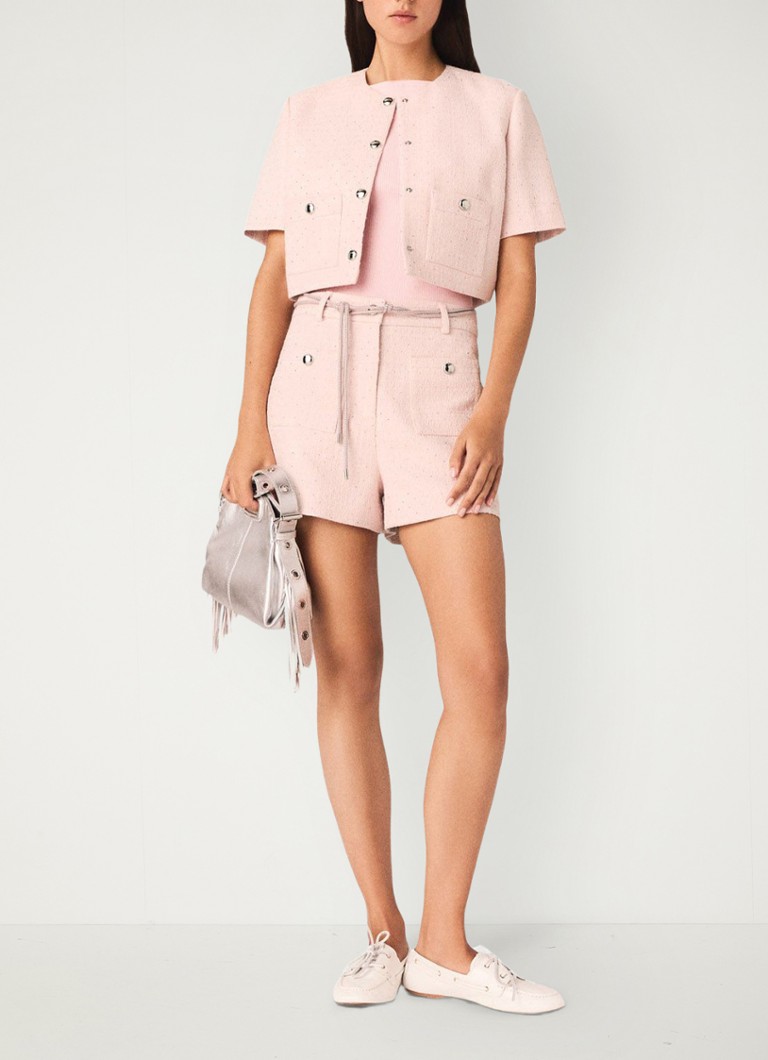 Maje Dames Victorina cropped blazer met strass in de kleur Lichtroze