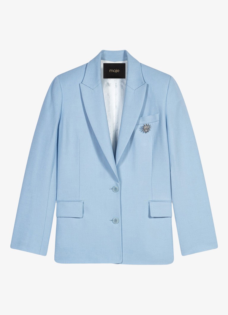Maje Dames Vigalue blazer met klepzakken in de kleur Lichtblauw