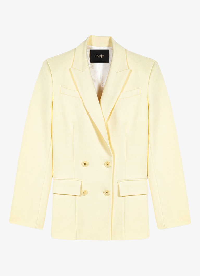 Maje Dames Blazer met klepzakken in de kleur Lichtgeel