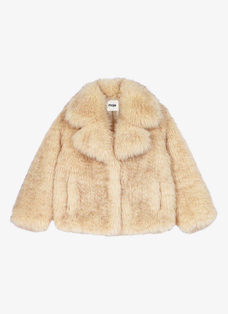 Maje Dames Oversized jas van imitatiebont in de kleur Beige