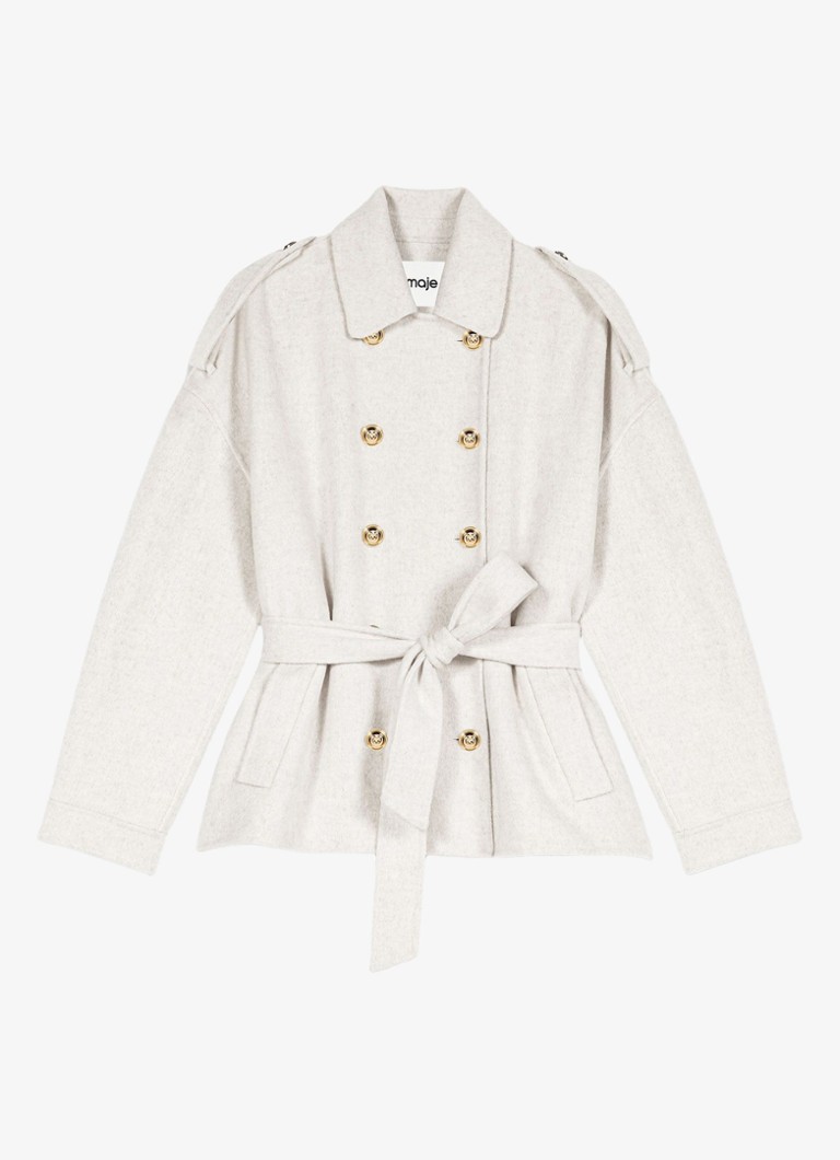 Maje Dames Double-breasted trenchcoat met strikceintuur in de kleur Beige