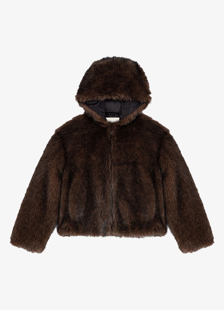Maje Dames Oversized jack van imitatiebont in de kleur Bruin
