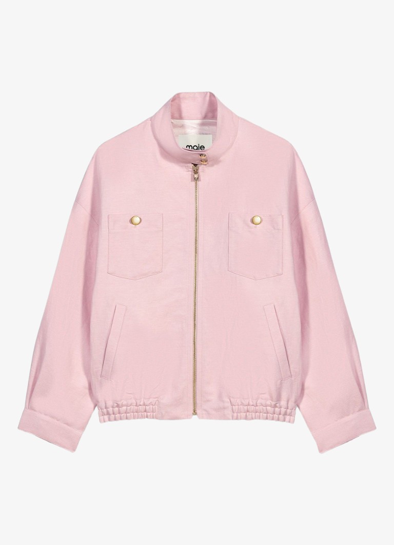 Maje Dames Linnen blend bomberjack in de kleur Roze