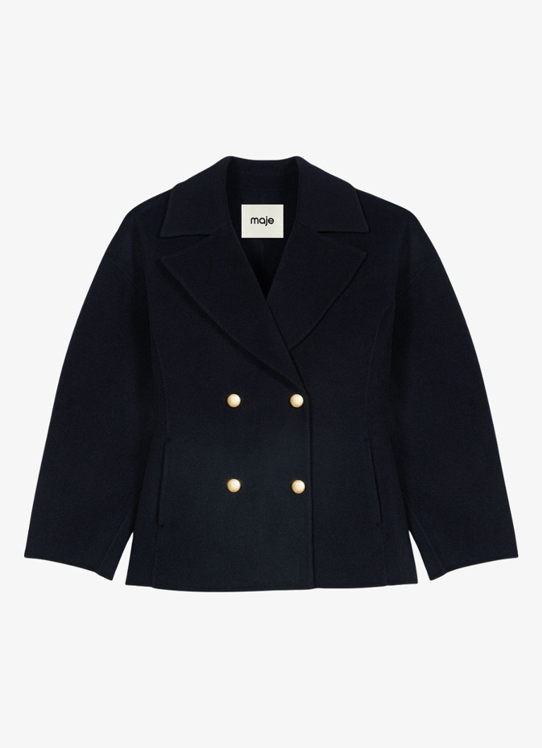 Maje Dames Double-breasted jack met steekzakken in de kleur Donkerblauw