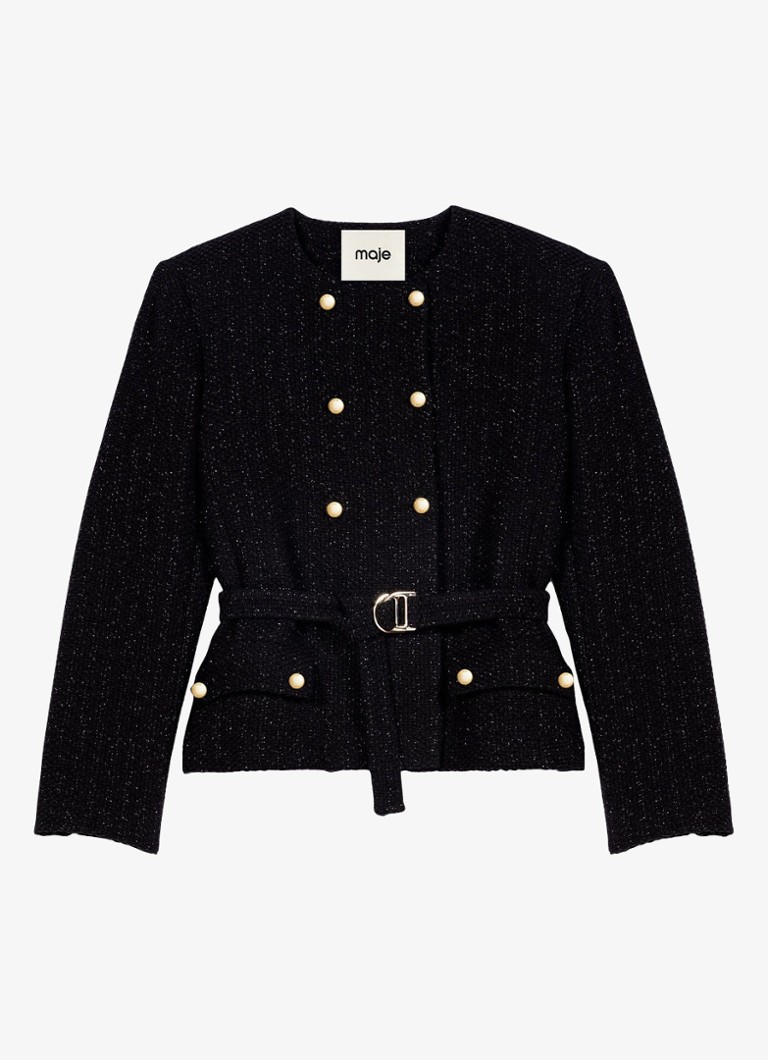 Maje Dames Double-breasted blazer met riem in de kleur Jeans