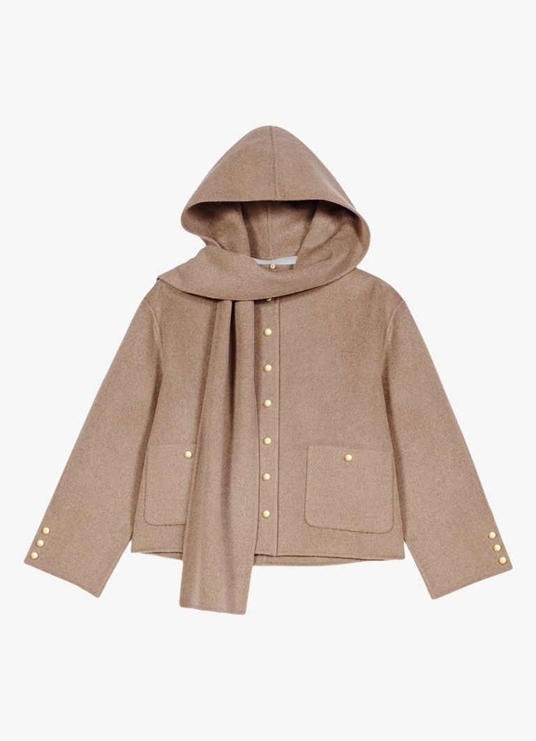 Maje Dames Jack in wolblend met afneembare sjaal in de kleur Beige
