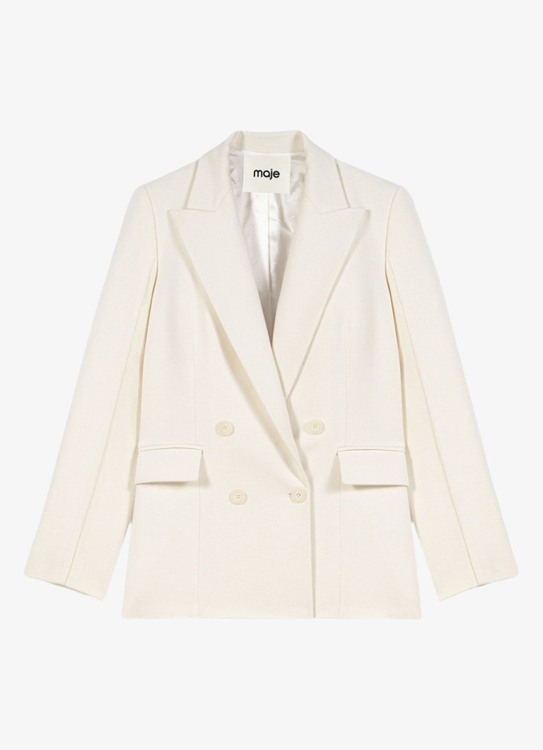 Maje Dames Double-breasted blazer met klepzakken in de kleur Beige