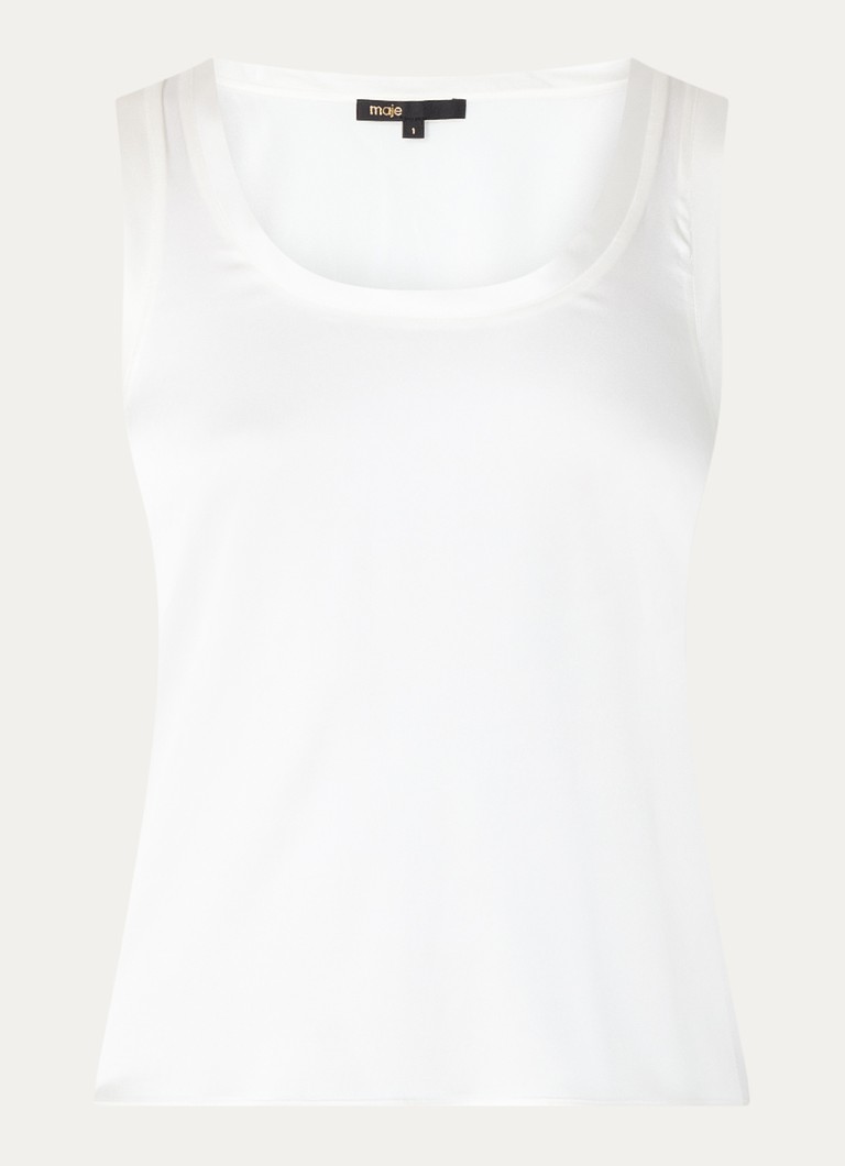 Maje Dames Tanktop in zijdeblend met glanzende finish in de kleur Wit