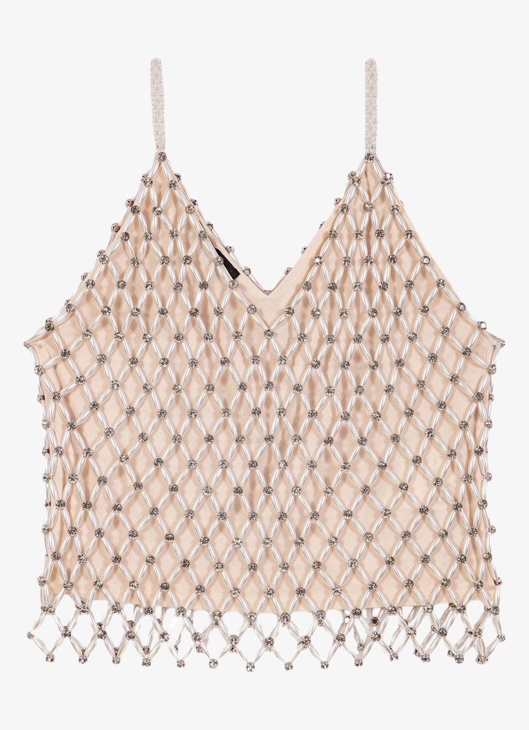 Maje Dames Lakoya top met kralendecoratie in de kleur Beige