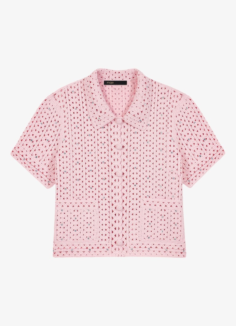 Maje Dames Mykinga vest met opgenwerkt detail in de kleur Lichtroze