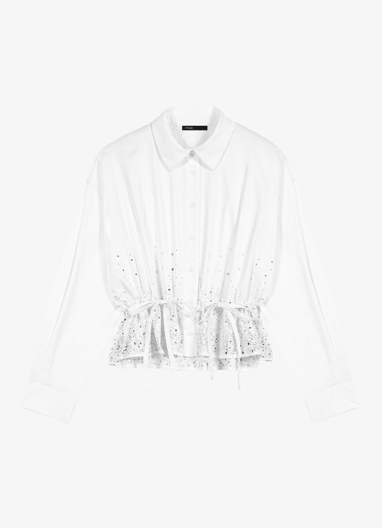 Maje Dames Cisequino blouse met broderie in de kleur Wit