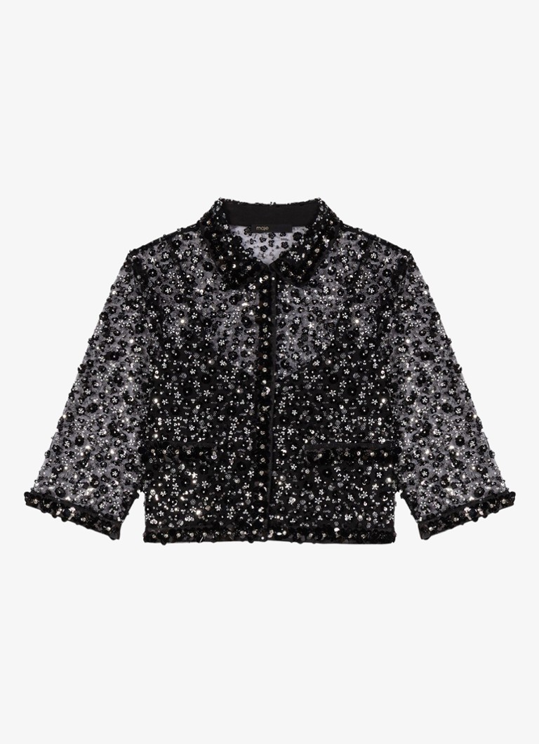 Maje Dames Top met strass in de kleur Zwart