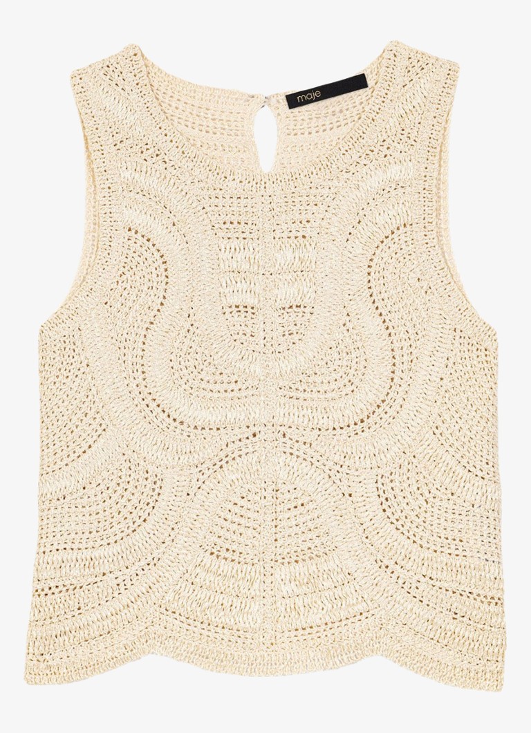 Maje Dames Light mouwloze top met opengewerkt dessin in de kleur Beige