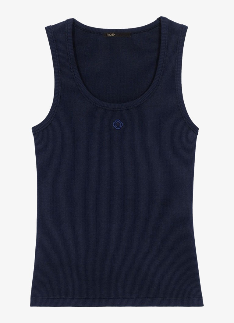 Maje Dames Tanktops met borduring in de kleur Donkerblauw