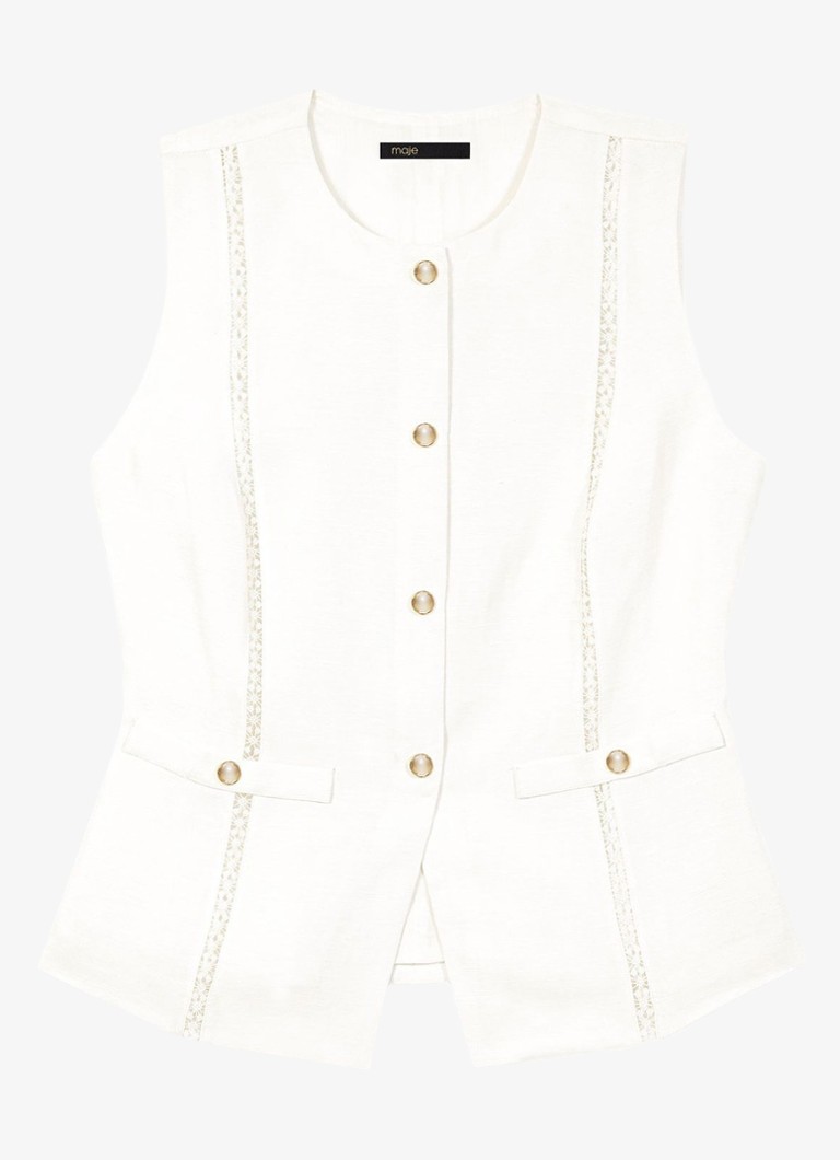Maje Dames Leena gilet in linnenblend in de kleur Wit