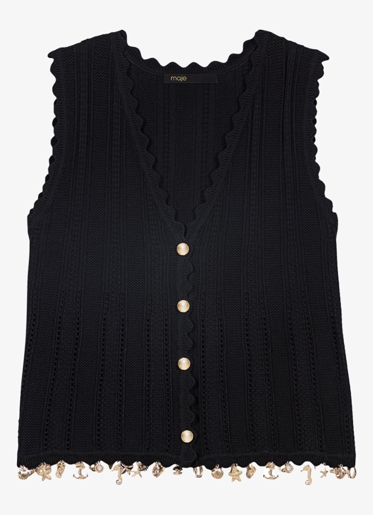 Maje Dames Lishella vest met kralendecoratie in de kleur Zwart