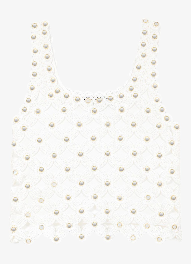 Maje Dames Limoir top met opengewerkt detail in de kleur Wit