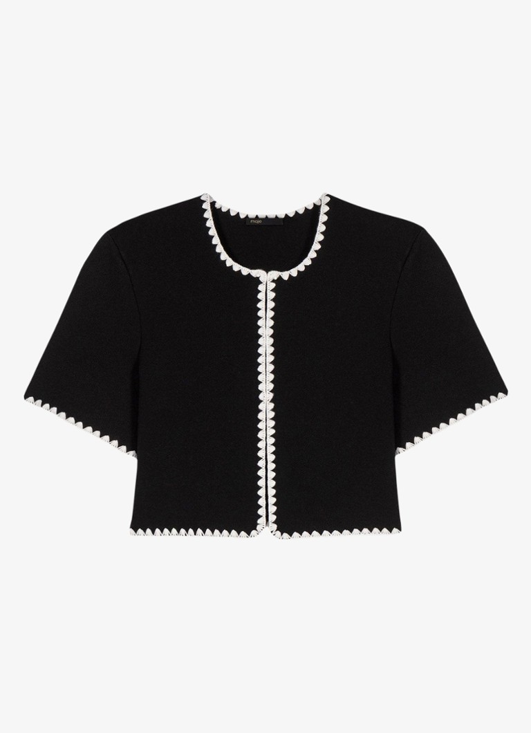 Maje Dames Cropped vest met ronde hals in de kleur Zwart