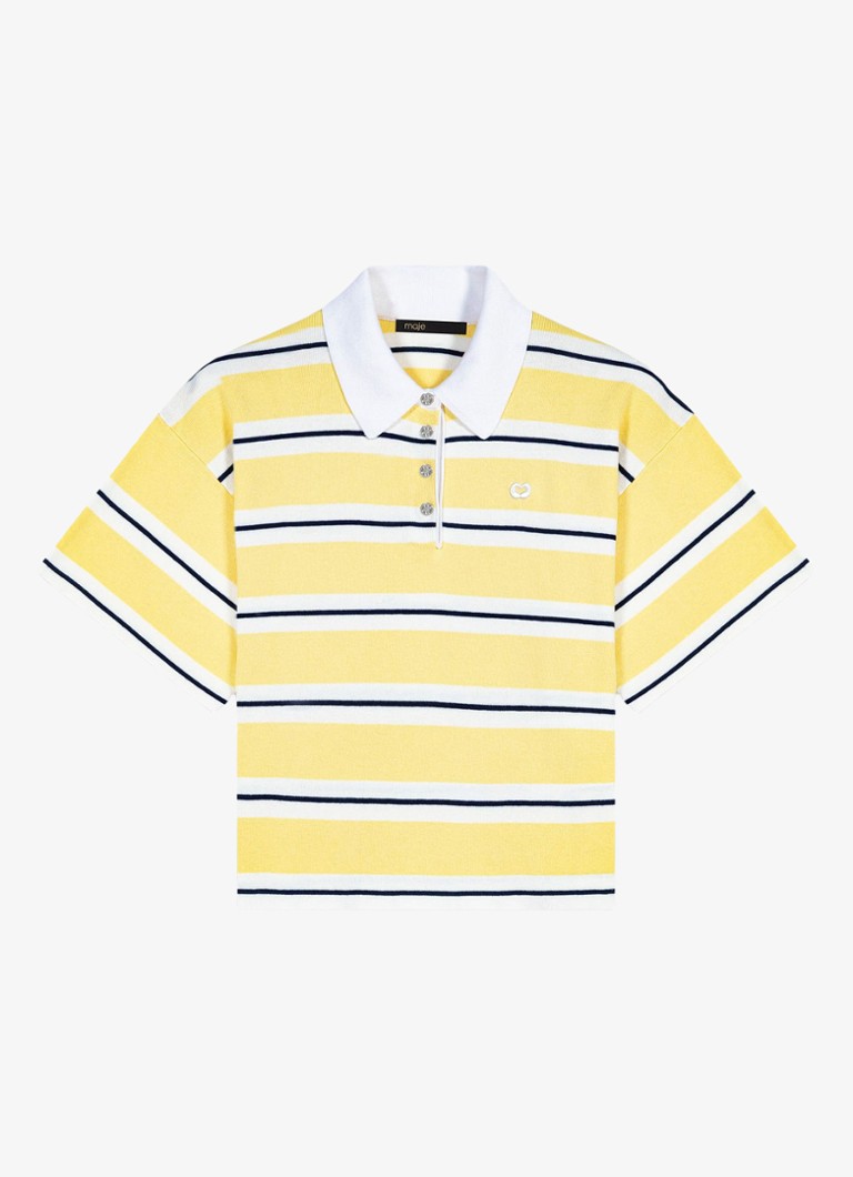 Maje Dames Malisse polo met streepprint in de kleur Licht geel