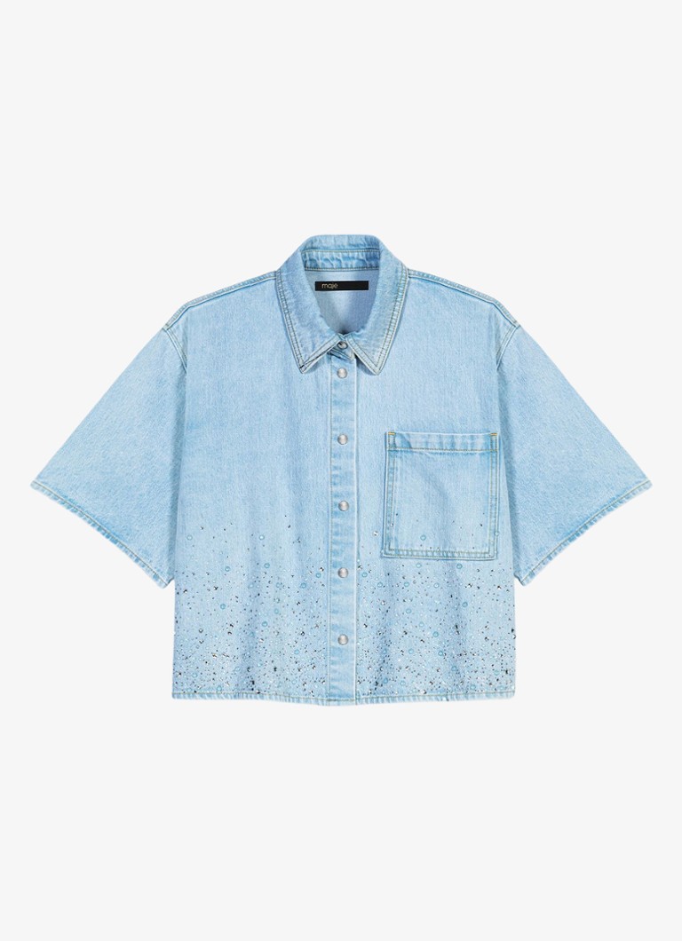 Maje Dames Cyros blouse met strass in de kleur Blauw