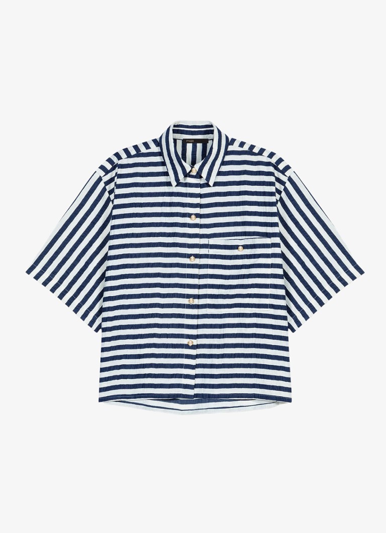Maje Dames Calais blouse met streepprint in de kleur Donkerblauw