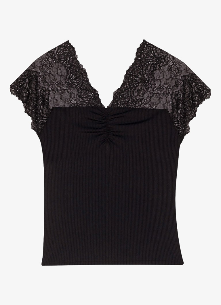 Maje Dames Lilionan met details van kant in de kleur Zwart
